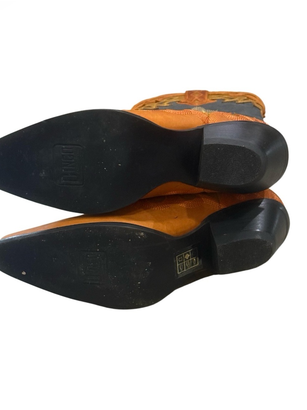 Dingo Holy Roller Cowboy Boots Black Orange Yellow Leather Western 9.5 - Picture 8 of 10